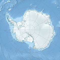 Mapa konturowa Antarktyki, po lewej nieco u góry znajduje się punkt z opisem „Archipelag Palmera”