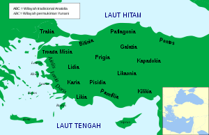 Letak Paflagonia di Anatolia