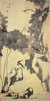 Zhu Da (Chinese: 朱耷, 1626–1705), Lotus and Birds, ink on Xuan paper, 17th century, Qing dynasty, China, Shanghai Museum.