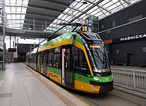 Moderus Gamma tram, which is produced near Poznań, in city's underground eastern section.