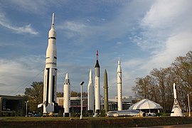 Jupiter IRBM and Juno II (second and thirds from left) at the United States Space & Rocket Center