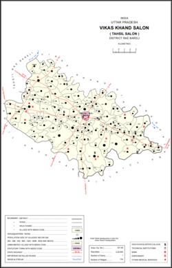 Map showing Tikaria Bhat (#533) in Salon CD block