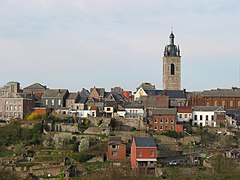 Panorama de la ville-haute de Thuin et le beffroi.