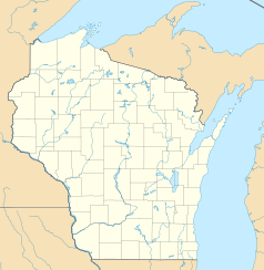 Mapa konturowa Wisconsin, na dole po prawej znajduje się punkt z opisem „Howards Grove”