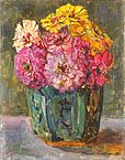 Still life with zinnia's in a ginger pot (1910)