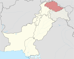 Location o Gilgit-Baltistan (red), athoot Siachen Glacier