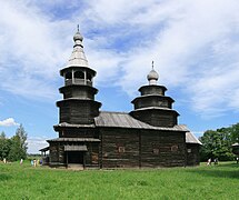 Tiered church of St. Nicholas of Myra from Vysokiy Ostrov village, octagon on a quatrefoil. Vitoslavlitsy (Novgorod region).