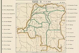 1910 districts after formation of Katanga in the southeast