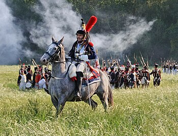 Francouzský kyrysník během rekonstrukce bitvy u Waterloo