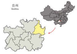 Tongrenin sijainti Guizhoun maakunnassa.