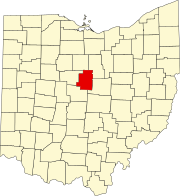 Map of Ohio highlighting Morrow County