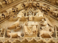 Tetramorfos de la puerta del Sarmental de la Catedral de Burgos, escultura gótica.