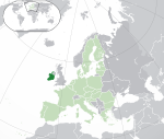 Map showing Ireland in Europe