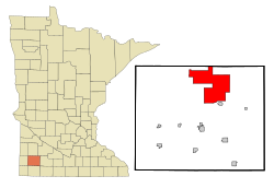 Location within Murray County and the state of Minnesota