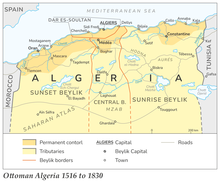 Map of Algeria and parts of Spain, Morocco and Tunisia