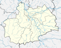 Mapa konturowa powiatu kędzierzyńsko-kozielskiego, blisko centrum na prawo znajduje się punkt z opisem „Grupa Azoty ZAK SA”