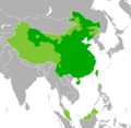 Image 68Map of the Sinophone world, where Chinese languages are spoken as a first language among ethnic Chinese in countries where their population is significant:   Chinese-speaking majority (Coastal and central areas of China, Taiwan and Singapore)   Large Chinese-speaking minority (Highland China, Malaysia and Brunei)   Small Chinese-speaking minority (Cambodia, Indonesia, Laos, Kyrgyzstan, Mongolia, Myanmar, the Philippines, Thailand and Vietnam) (from Malaysian Chinese)