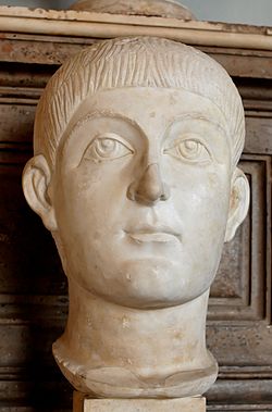 Bust of Valens, possibly Honorius. Marble, Roman artwork, beginning of 5th century.