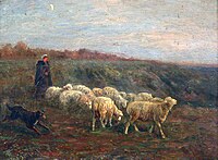 La Bergère et son troupeau de moutons, œuvre non sourcée.[réf. nécessaire]