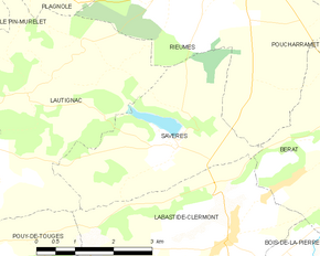Poziția localității Savères