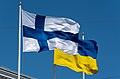 Finland and Ukraine flags in Helsinki. June 13, 2022.