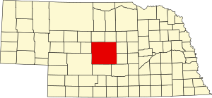 Map of Nebraska highlighting Custer County