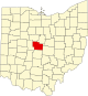 Localização do Map of Ohio highlighting Delaware County