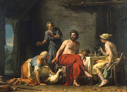 Philémon et Baucis donnant l'hospitalité à Jupiter et Mercure (1769) de Jean-Bernard Restout