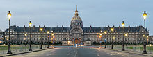 The Facade of the Esplanade des Invalides at sunset