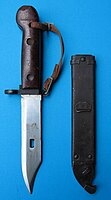 Клинковый штык-нож 6x3 к автомату АКМ образца 1959 года, ножны без изоляционной резины (резиновая накладка) и приспособления подвески