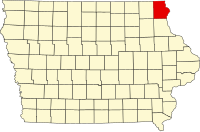 Map of Ajova highlighting Allamakee County