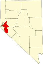 Map of Nevada highlighting Lyon County