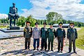 A foreign delegation from Azerbaijan, China, Russia, Kazakhstan and Uzbekistan at the memorial (specifically the statue of Yuzif Kaminsky).