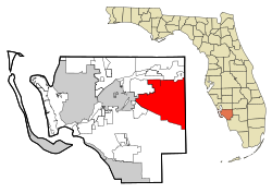 Location within Lee County, Florida