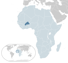 Localiția Burkinei Faso în cadrul Uniunii Africane.