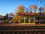 Wezemaal station in 2020 before renovation, with old station sign