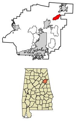 Location of Nances Creek in Calhoun County, Alabama.