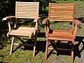 Teak garden armchairs