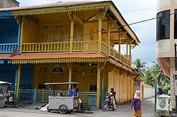 Old peranakan-styled houses in downtown of Bagansiapiapi