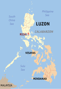 Peta Calabarzon dengan Rizal dipaparkan