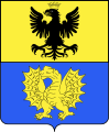 Armes des Borghese : D'azur, à un dragon ailé d'or (Borghesi), au chef du même, chargé d'une aigle de sable, becquée, membrée et couronnée du second (Saint-Empire)[2].