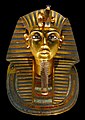 Dødsmasken til Tutankhamon, som var egyptisk farao 1334 til 1325 f.Kr., er laget av gull og prydet med en veldig klaft