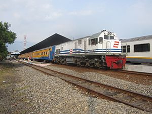 Kereta api Sri Tanjung saat berhenti di Stasiun Jombang, 2010