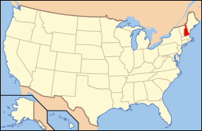 Peta Amerika Syarikat dengan nama New Hampshire ditonjolkan
