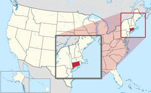 Map of the United States with Connecticut highlighted