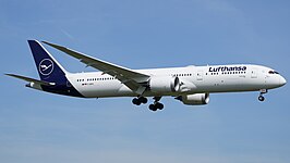 Een Boeing 787-9 van Lufthansa