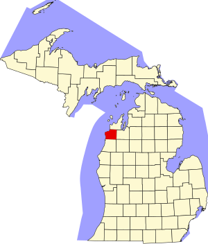 Map of Michigan highlighting Benzie County