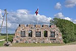 Memorial marking the location of the start of the advance of Latvian troops led by Oskars Kalpaks against Soviet forces in March 1919, Nīkrāce Parish