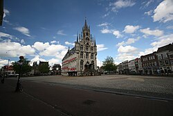 The market square with the gothic city hall
