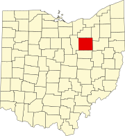 Map of Ohio highlighting Wayne County